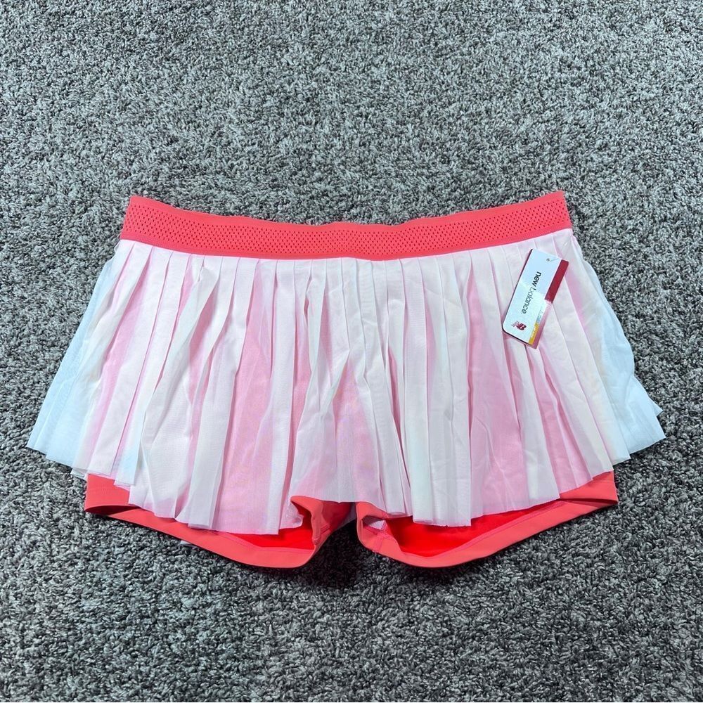 NWT New Balance Women's Achiever Skort Skirt Ruffle White Orange Size XL